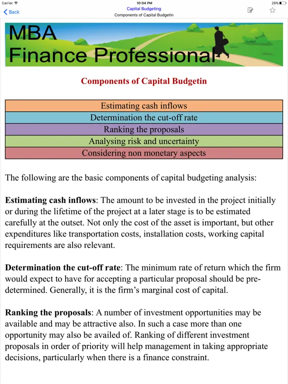 Tangkapan skrin MBA Finance iPad 