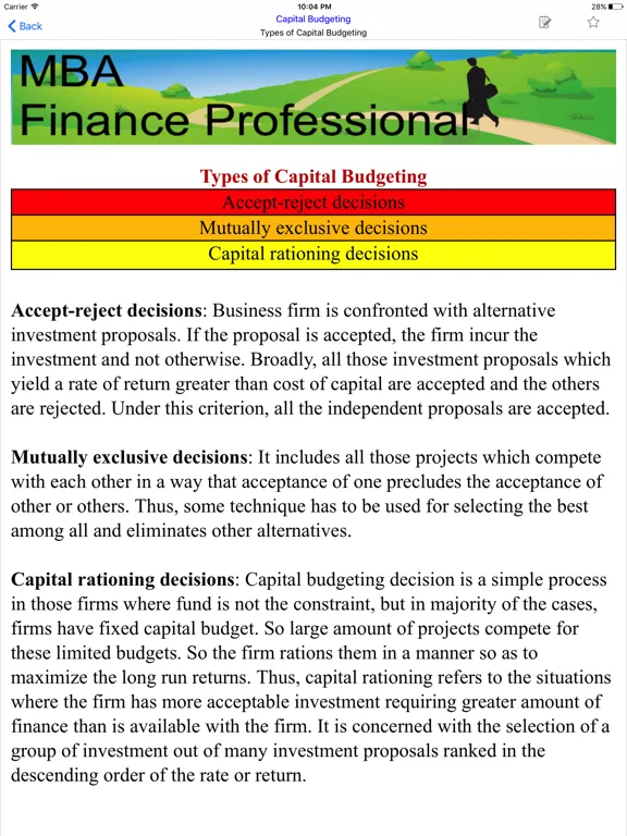 Tangkapan skrin MBA Finance iPad 