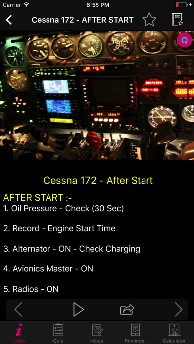 Zrzuty ekranu Cessna 172 Checklist Preflight
