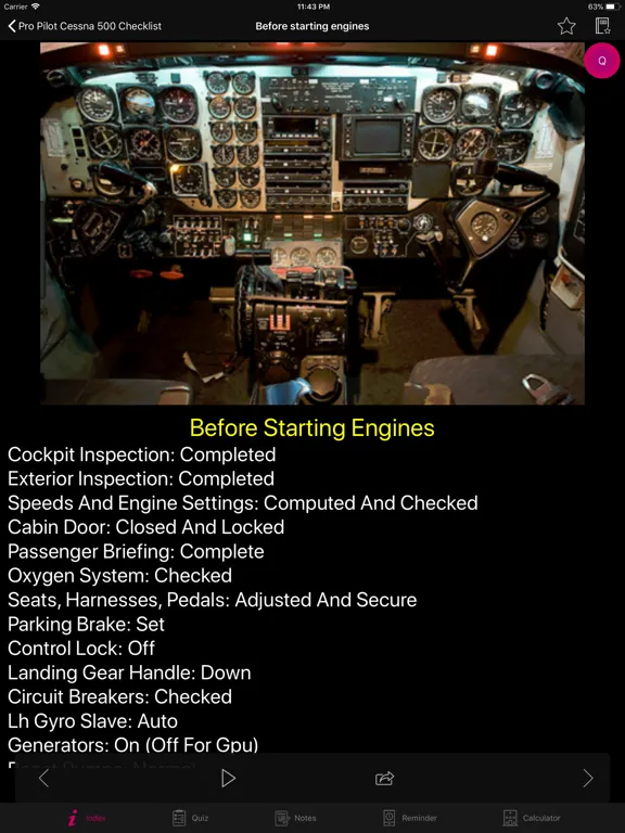 Pro Pilot Cessna 500 Checklist iPad  Screenshots