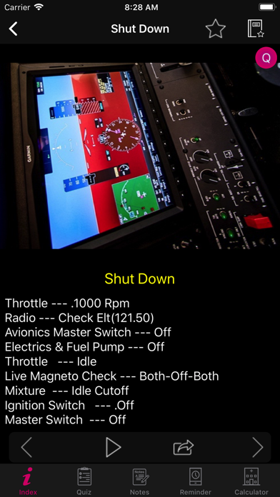 Diamond DA20 Flight Checklist Screenshots