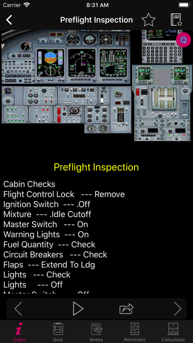 Diamond DA20 Flight Checklist Screenshots