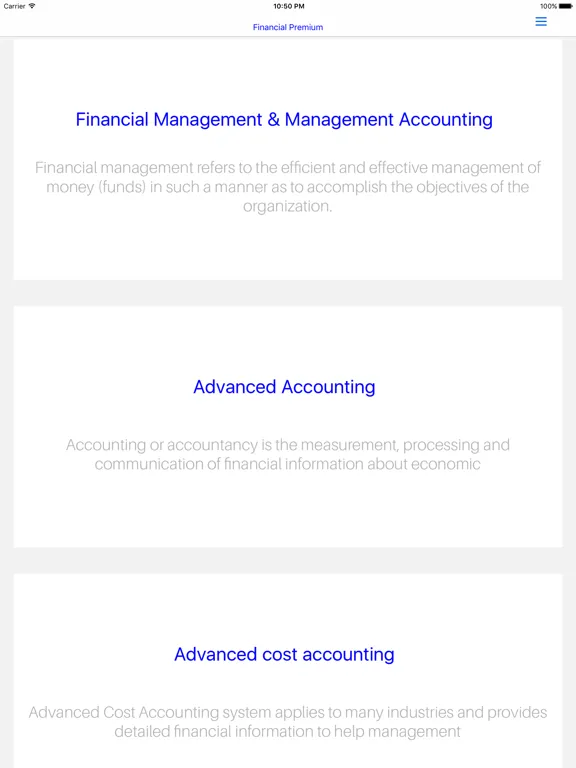 MBA Finance Premium iPad  स्क्रीनशॉट