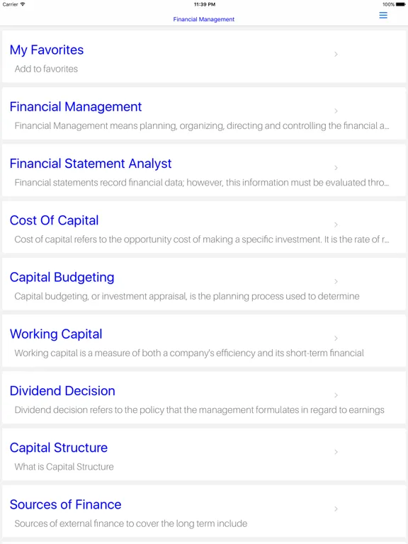 Zrzuty ekranu MBA Financial Management iPad 
