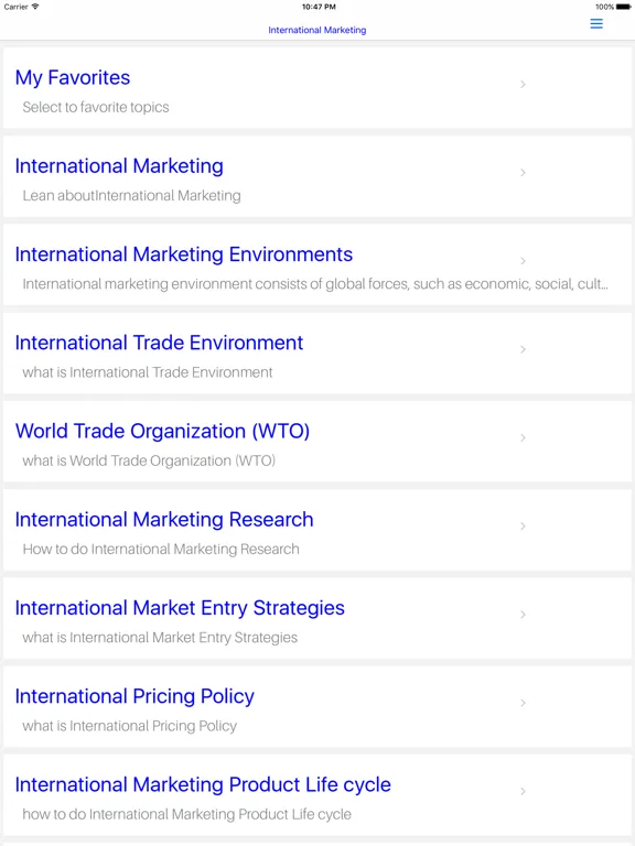 Скриншоты MBA International Marketing iPad 