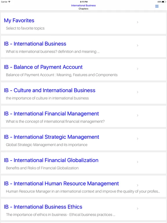 MBA IB- International Business iPad  스크린샷