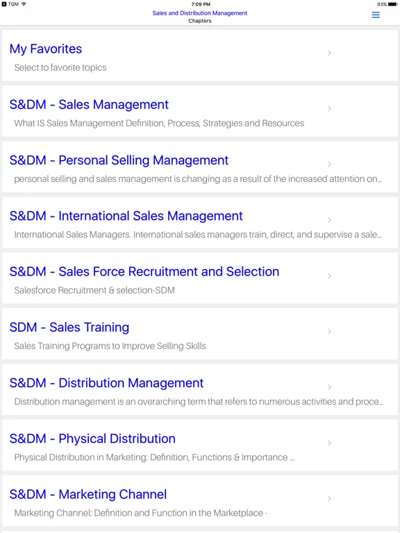 Capturas de tela do MBA SDM iPad 