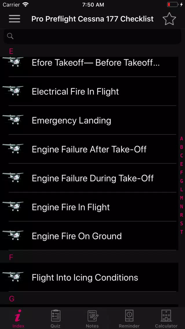 Preflight Cessna 177 Checklist Screenshots