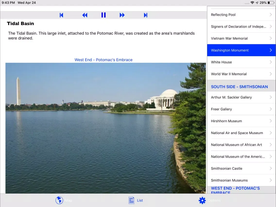 Washington DC Mall Tour iPad  Screenshots