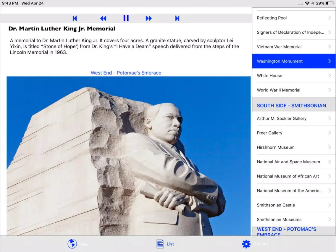 Washington DC Mall Tour iPad  Screenshots