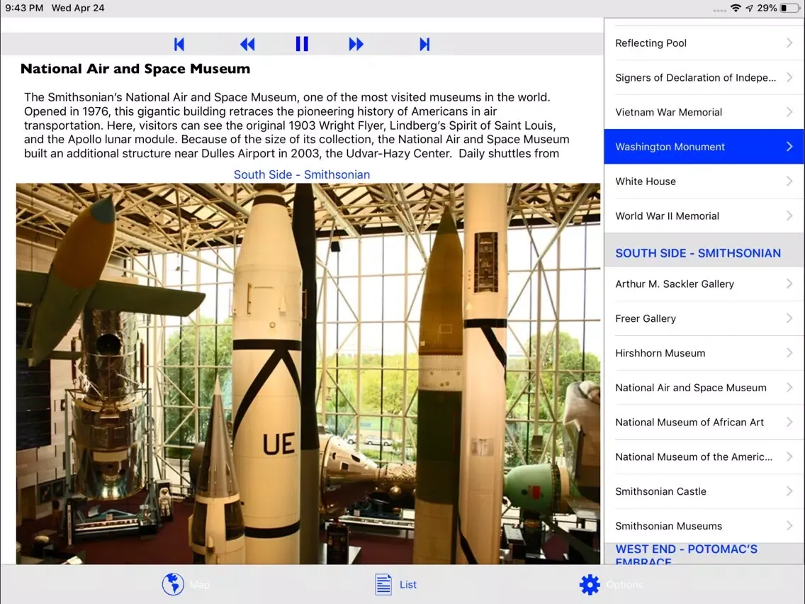 Washington DC Mall Tour iPad  Screenshots