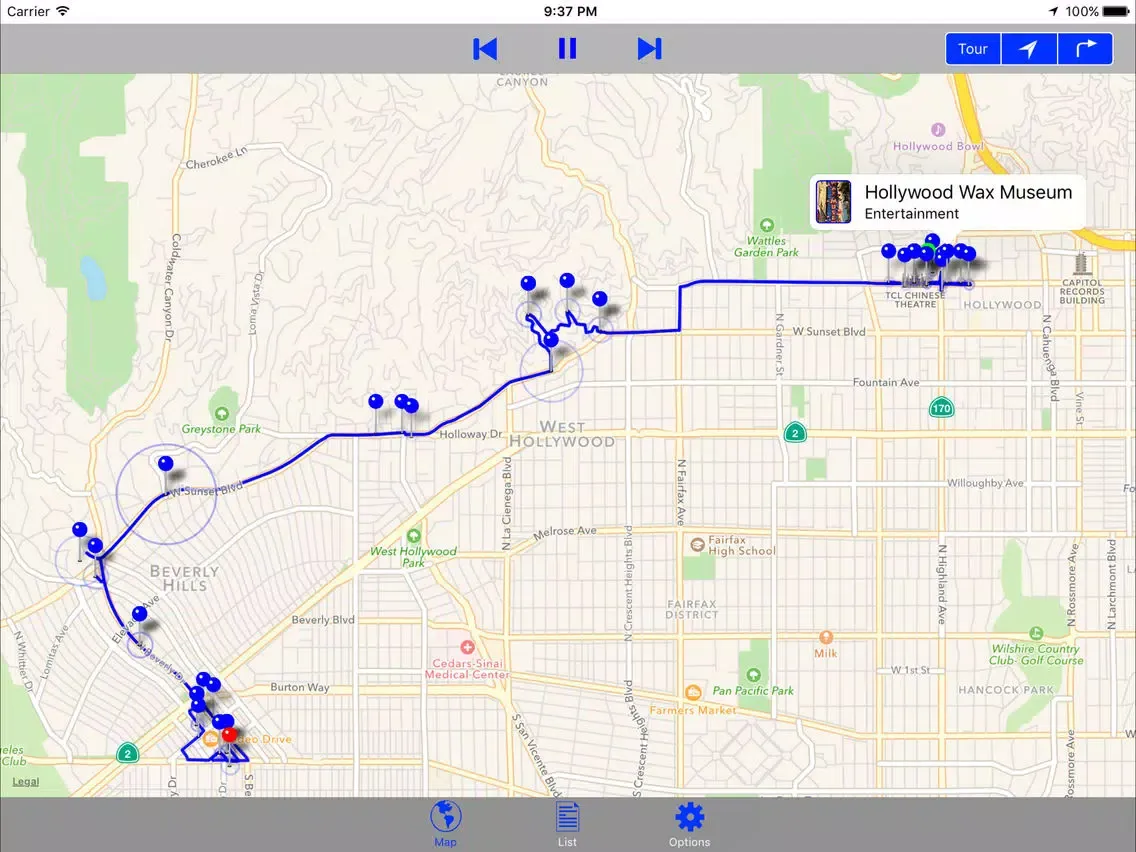 Capturas de pantalla de Hollywood & Beverly Hills GPS Audio Tour iPad 