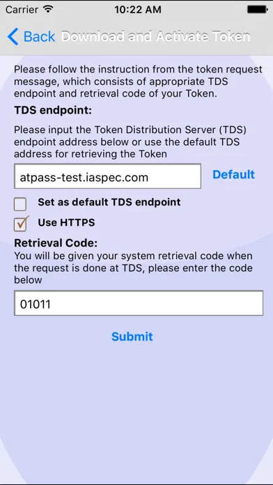 Capturas de tela do AT.Pass Mobile Token