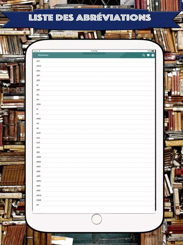 Ảnh chụp màn hình của Abréviations médicales - Offline et Free iPad 