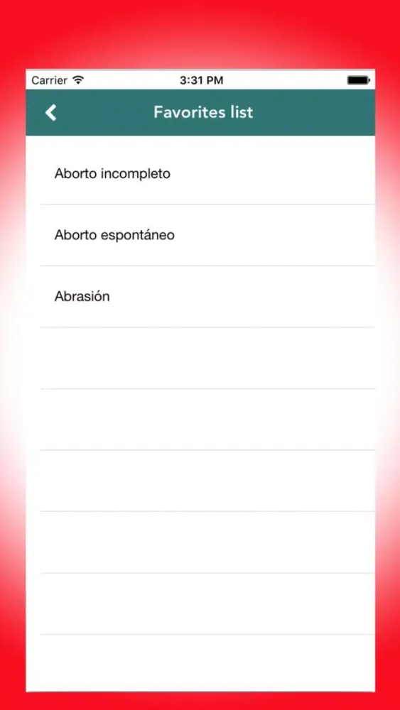 Ảnh chụp màn hình của El Diccionario medico Gratis