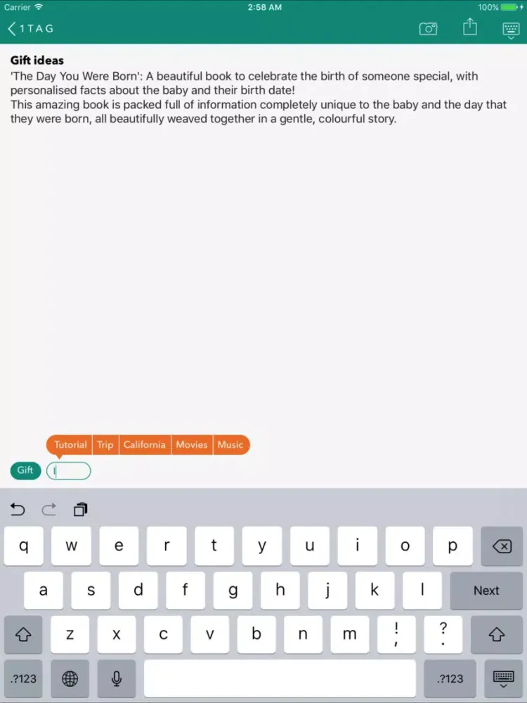1Tag - Notes and Tags iPad  스크린샷