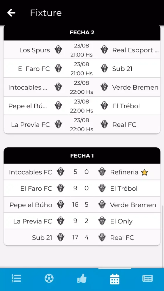 Capturas de pantalla de Torneos Tef