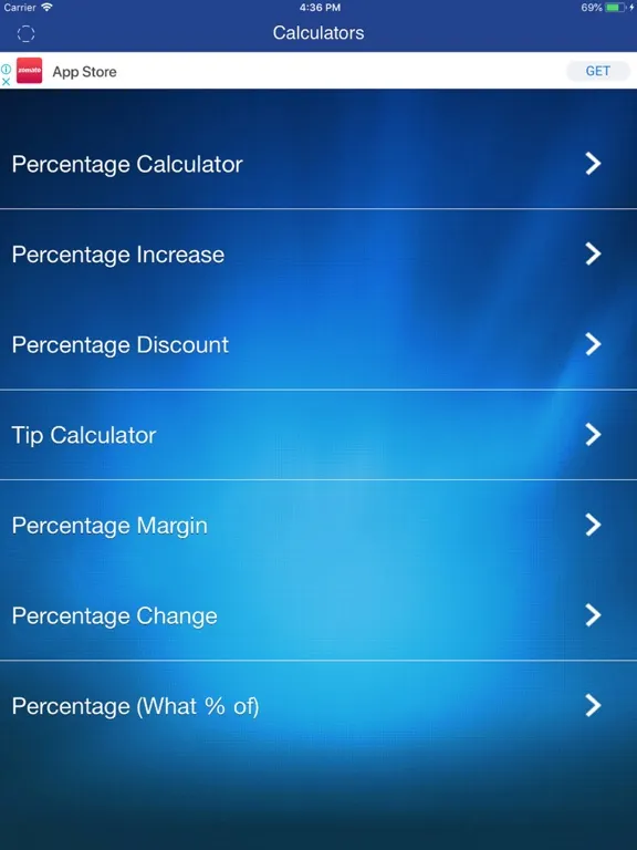 Percentage Calculators iPad  Screenshots