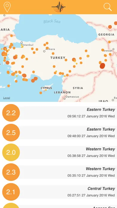 Capturas de tela do World Earthquake Map