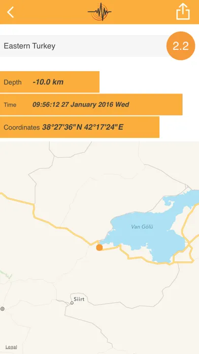 Capturas de tela do World Earthquake Map