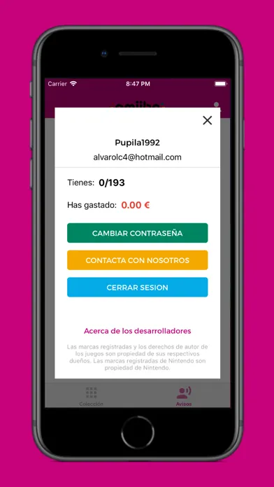 Tangkapan layar APPmiibo: Colección & Avisos