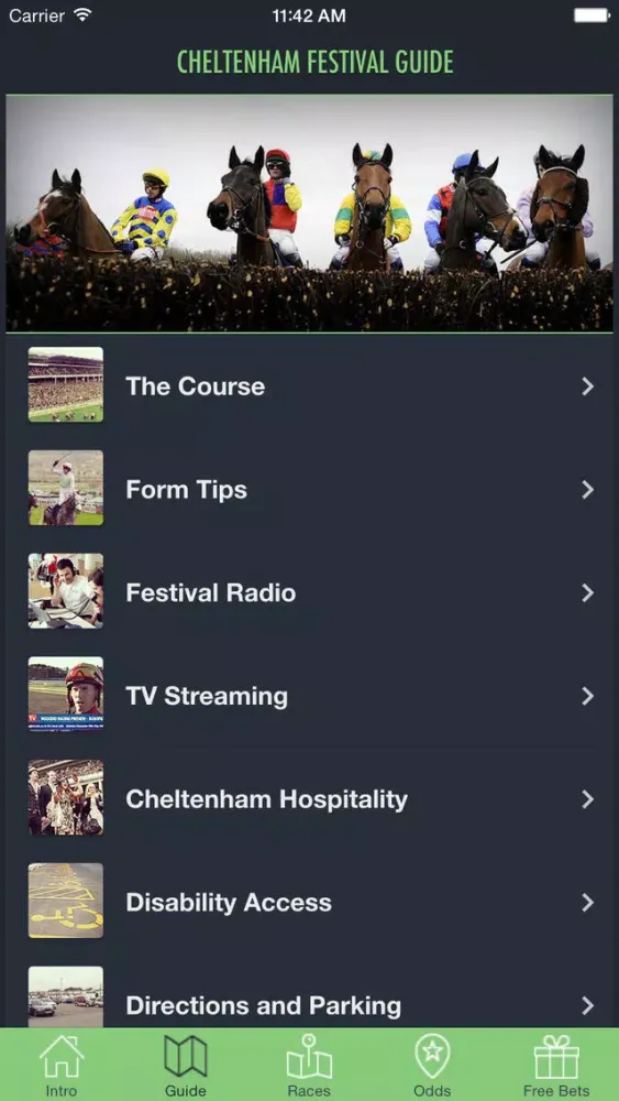 Capturas de tela do Cheltenham Festival