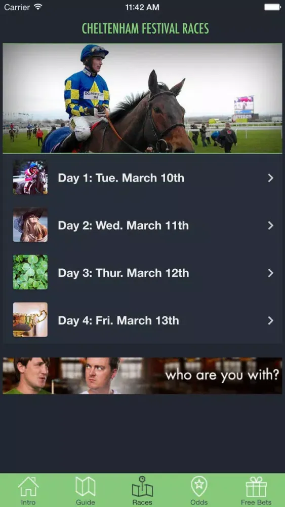 Capturas de tela do Cheltenham Festival