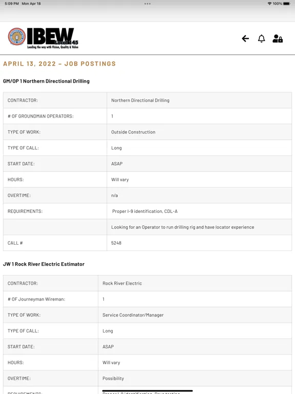 IBEW 145 iPad  স্ক্রিনশট