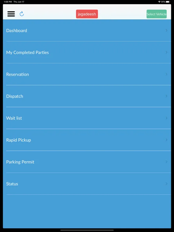Tangkapan layar ShuttleQ iPad 