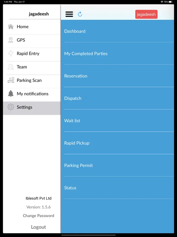 Tangkapan layar ShuttleQ iPad 