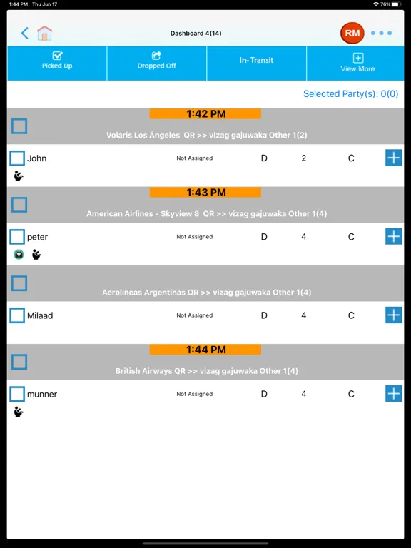 Tangkapan layar ShuttleQ iPad 