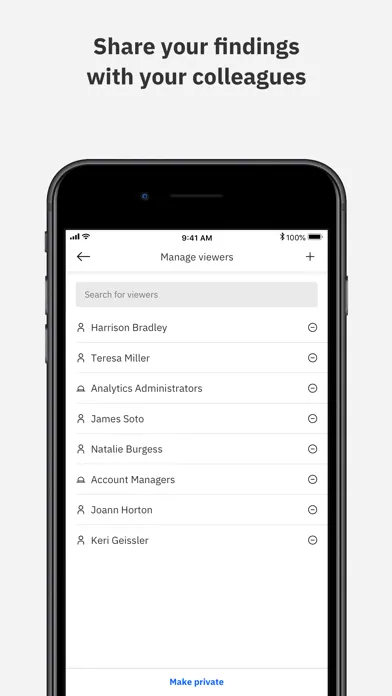 Capturas de tela do IBM Cognos Analytics Mobile