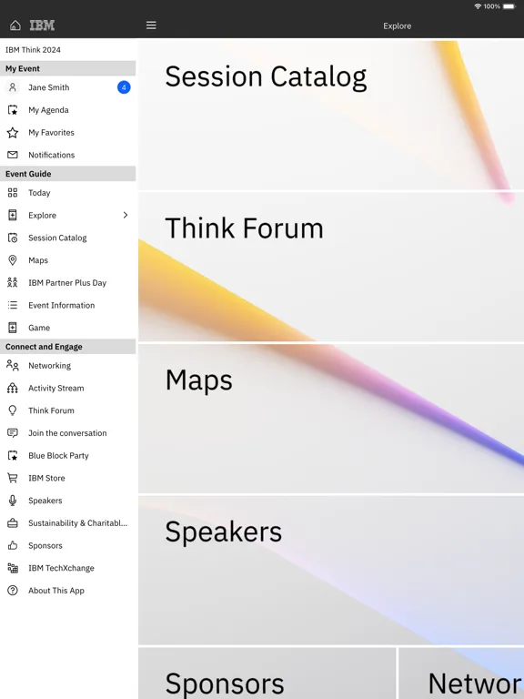Zrzuty ekranu IBM Events iPad 