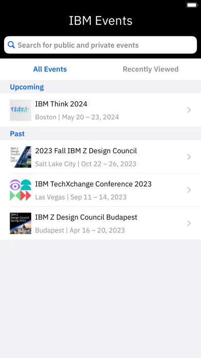 Zrzuty ekranu IBM Events
