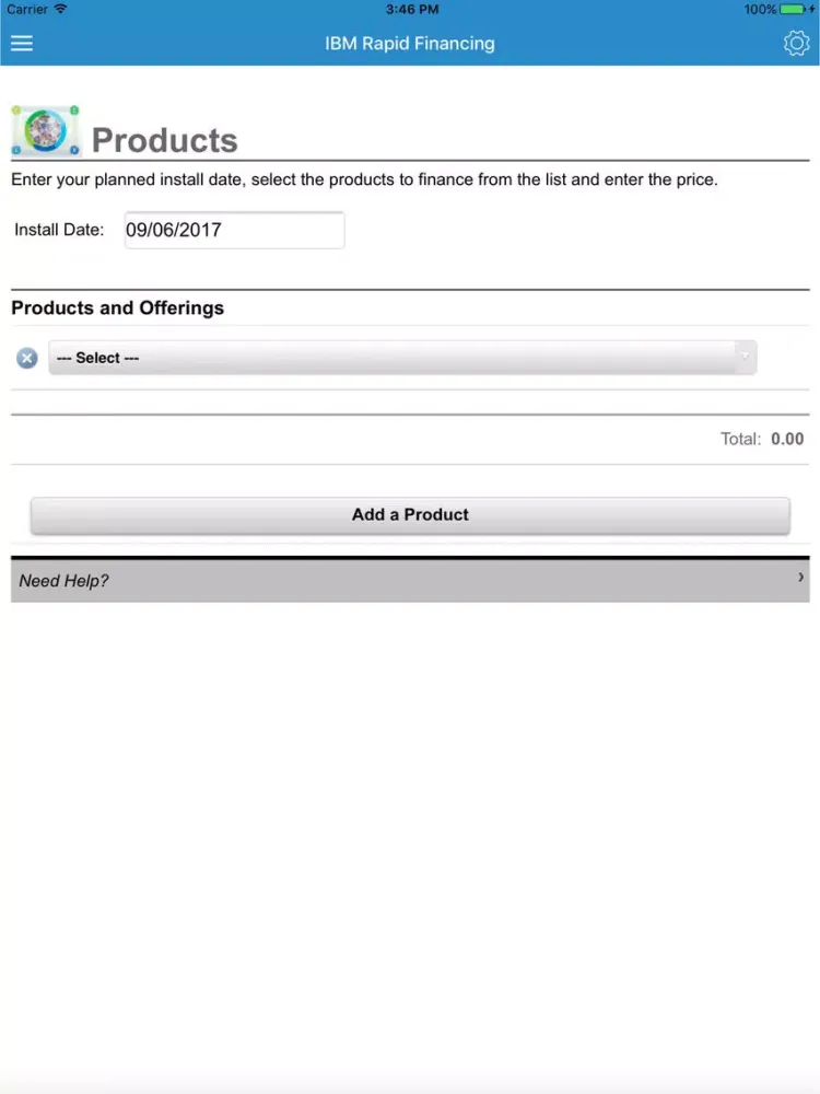 IBM Rapid Financing iPad  스크린샷
