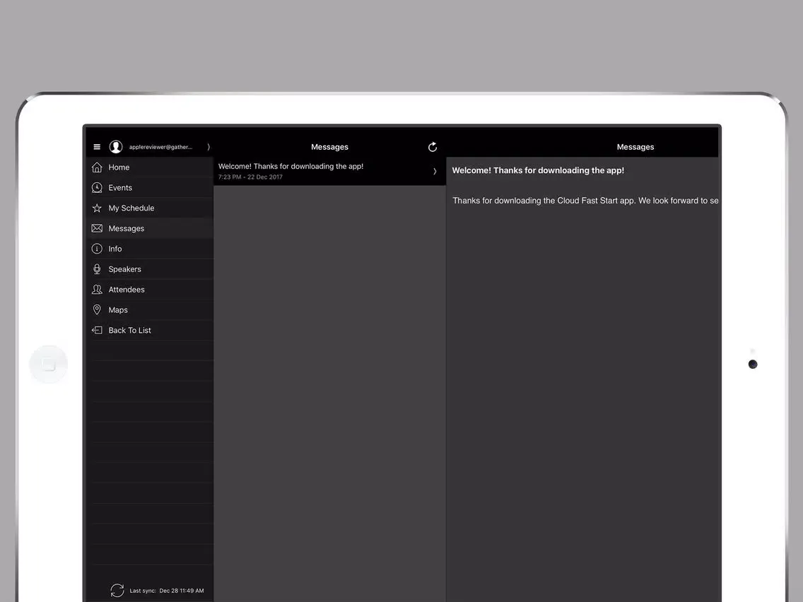 ภาพหน้าจอของ IBM Cloud Fast Start iPad 