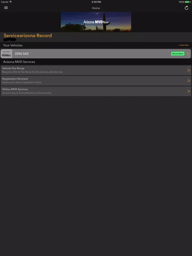 Capturas de tela do Arizona MVD Now iPad 