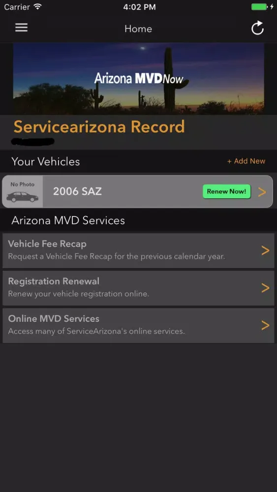 Capturas de tela do Arizona MVD Now