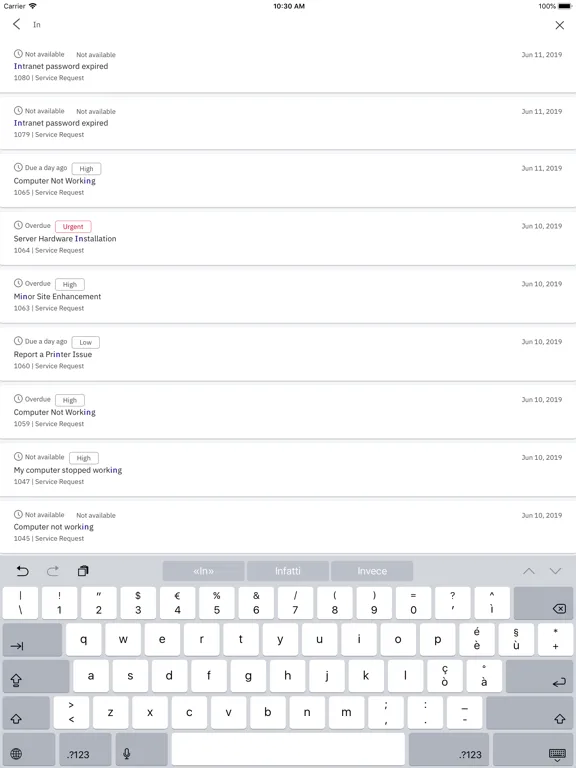 Zrzuty ekranu IBM Control Desk iPad 