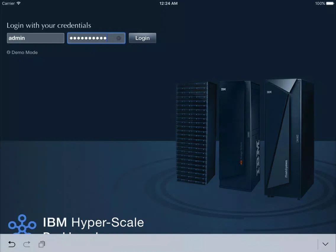 Tangkapan skrin IBM Hyper-Scale Dashboard Universal App iPad 