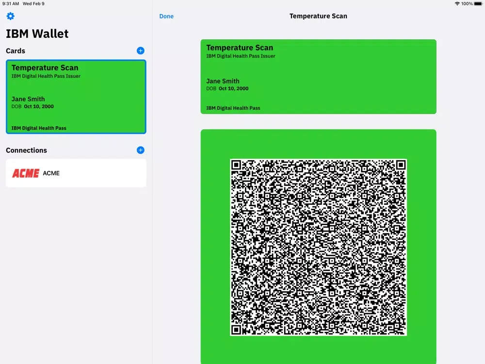 تصاویر IBM Digital Health Pass Wallet iPad 