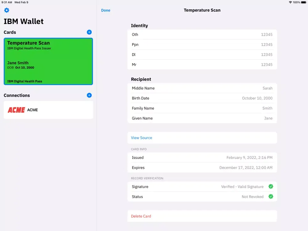 تصاویر IBM Digital Health Pass Wallet iPad 