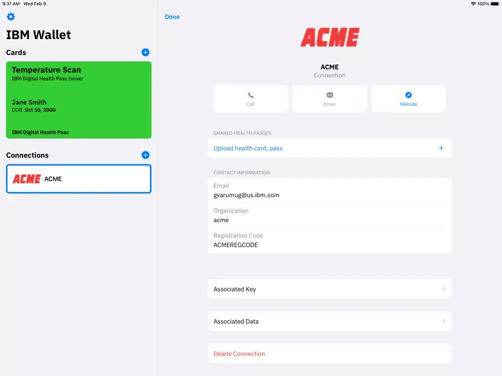 تصاویر IBM Digital Health Pass Wallet iPad 