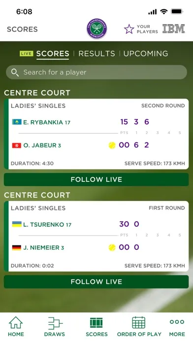 Ảnh chụp màn hình của Wimbledon 2024