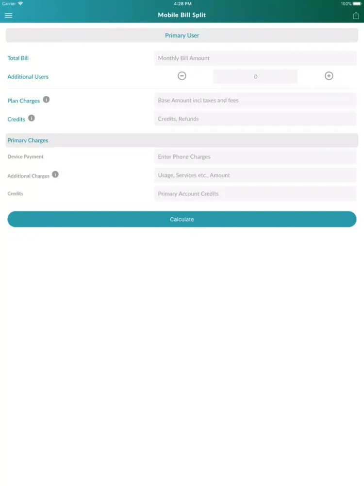 Capturas de pantalla de MoBill Split iPad 