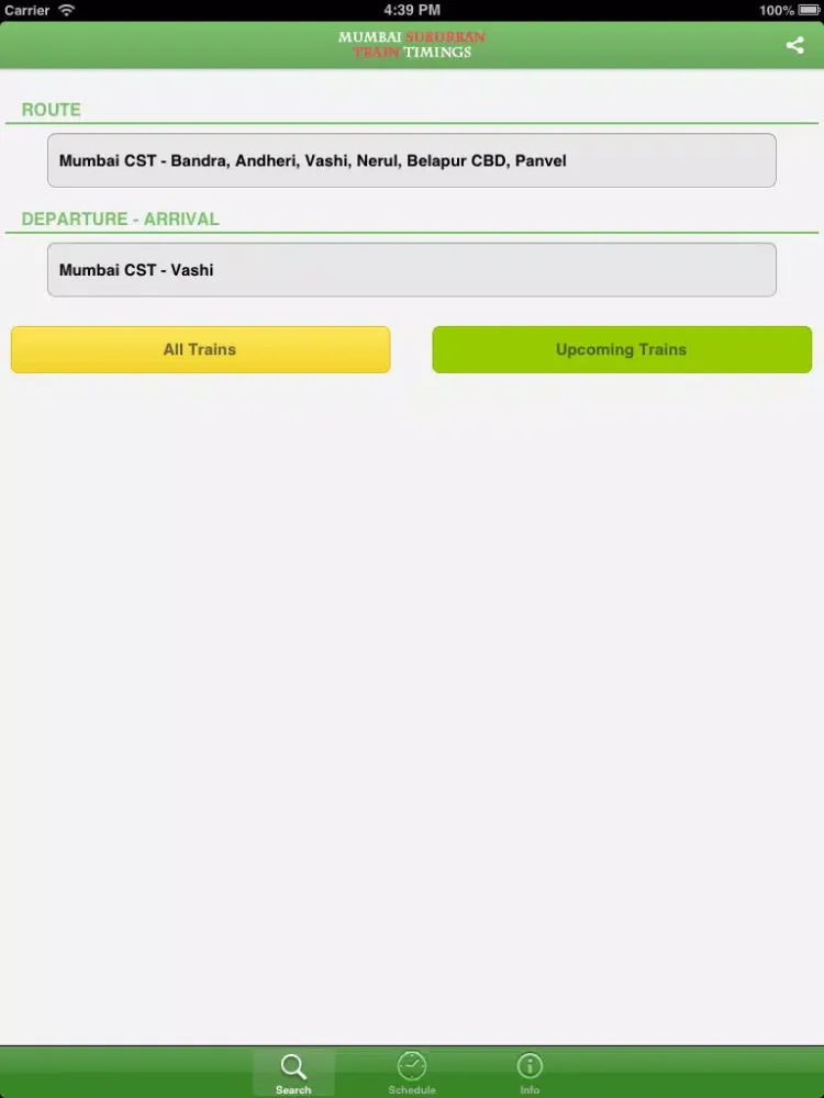 Mumbai Suburban Train Timings iPad  Screenshots