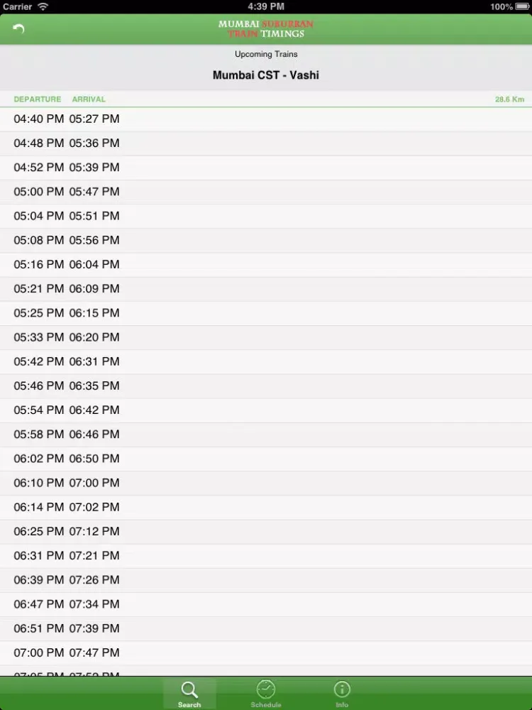 Mumbai Suburban Train Timings iPad  Screenshots