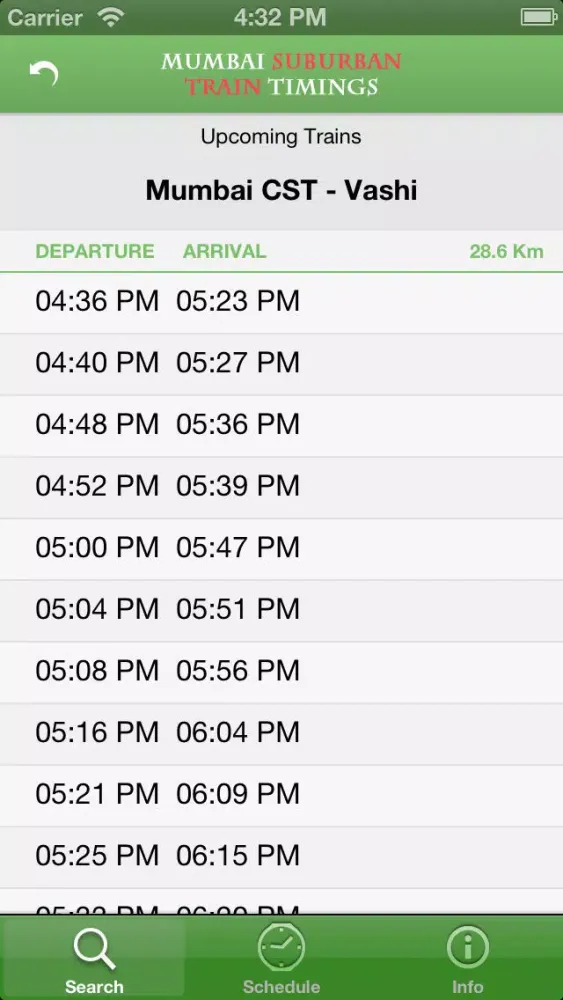 Mumbai Suburban Train Timings Screenshots