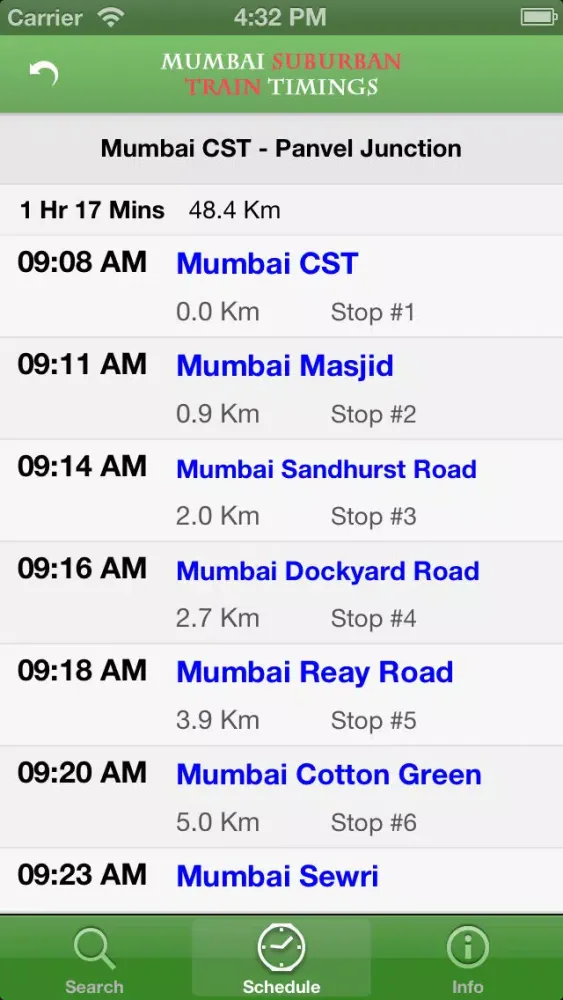 Mumbai Suburban Train Timings Screenshots