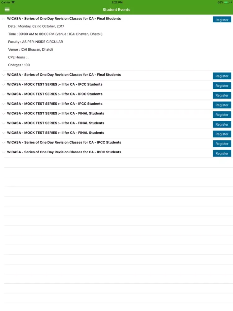 ICAI Nagpur iPad  Screenshots